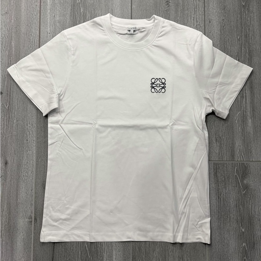 Loewe White Short Sleeve Crew with Black Anagram